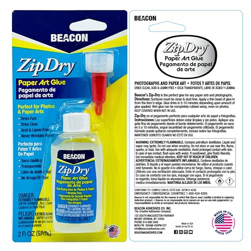 BEACON Zip Dry Fast-Drying Paper Art Glue - Archival Quality, Acid & Lignin Free, Wrinkle-Resistant Adhesive, 2-Ounce - Image 2