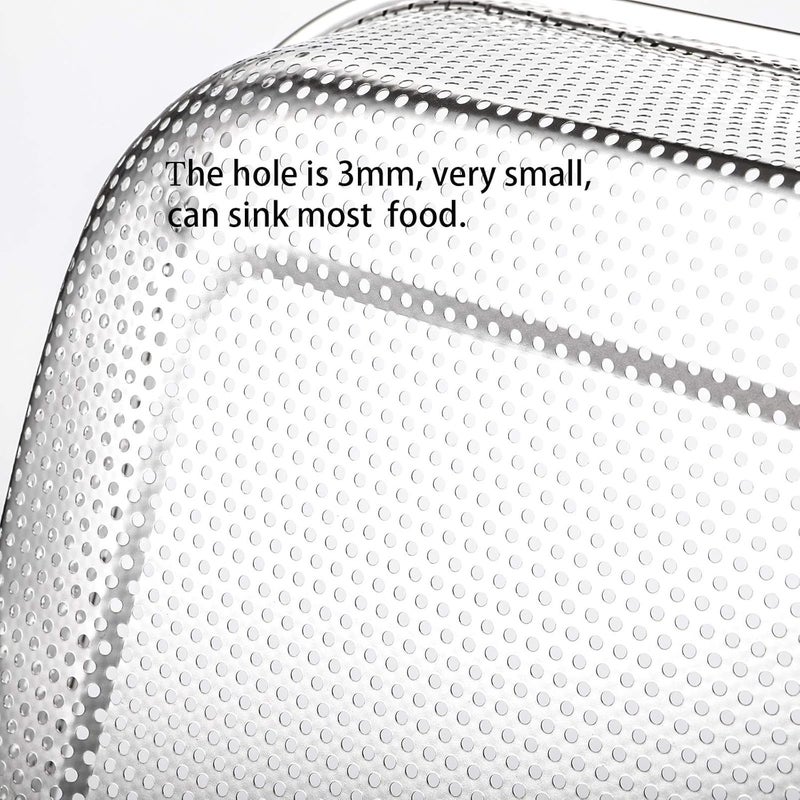 Cedilis 2 Pack Large Stainless Steel Colander Strainer, 6 Quart Mesh Vegetable Washing Basket, Rectangle Drainer Sink Basket for Vegetable Fruit Food (15" x 11" x 2.6") - Image 4