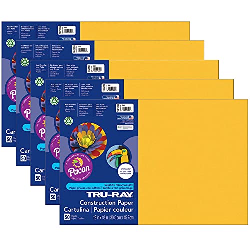TRU-RAY ورق بناء TruRay ذهبي 12 × 18 50 ورقة لكل عبوة 5 عبوات - Image 1