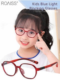 roaiss Kids Blue Light Blocking Glasses, Anti Eyestrain Computer Glasses, Gaming Eyewear UV400 Protection with Light Weight TR90 Frame for Boys Girls and Children Age 3-12, Red  - Image 1