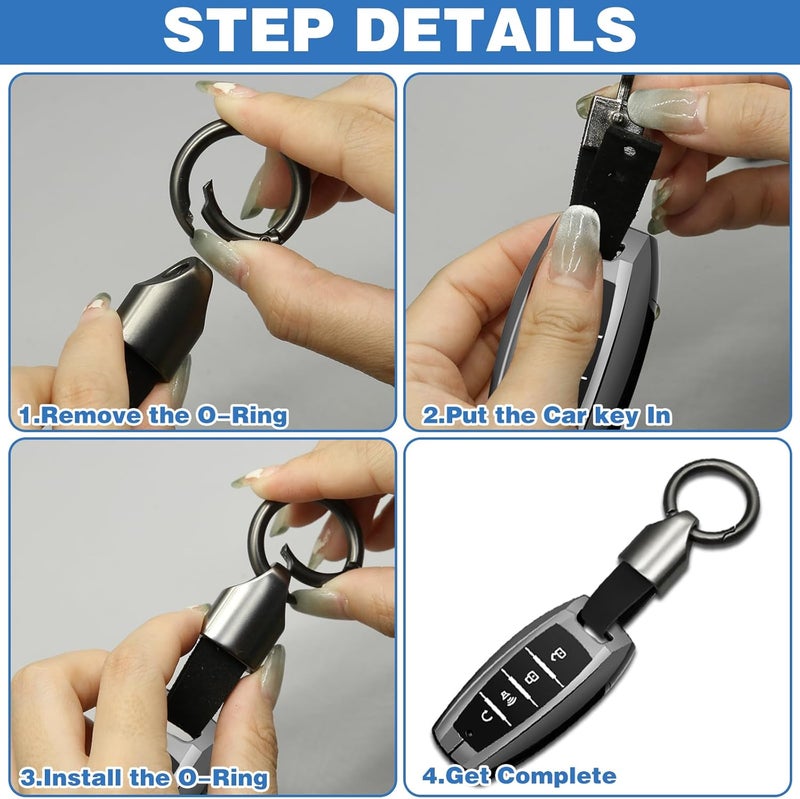 CANIPHA 2Pcs Leather Keychain Key Fob Holder with Zinc Alloy Buckle - Image 3