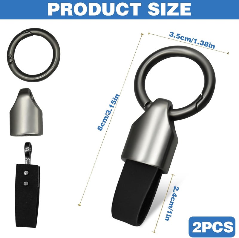 CANIPHA 2Pcs Leather Keychain Key Fob Holder with Zinc Alloy Buckle - Image 2