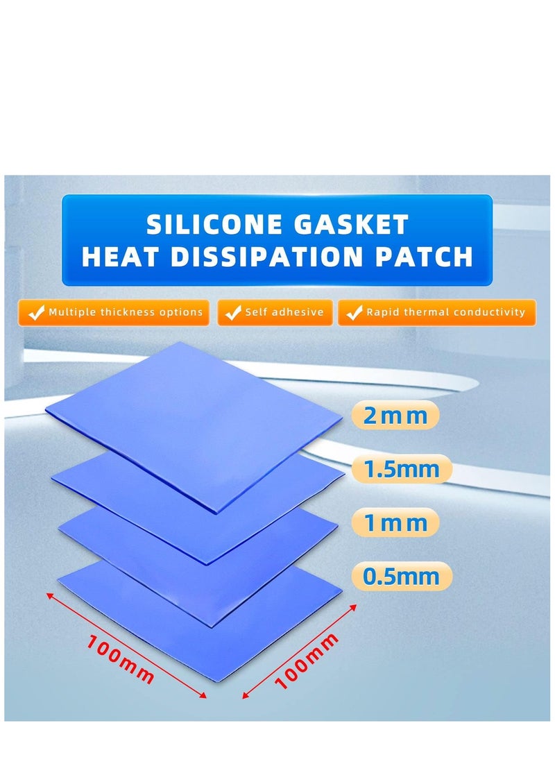 KASTWAVE 8 Pack Thermal Pad 100x100mm 0.5mm 1mm 1.5mm 2mm Highly Efficient Thermal Conductivity 6.0 W/mK Heat Resistant Silicone Thermal Pads for Laptop Heatsink CPU GPU SSD IC LED Cooler - Image 2