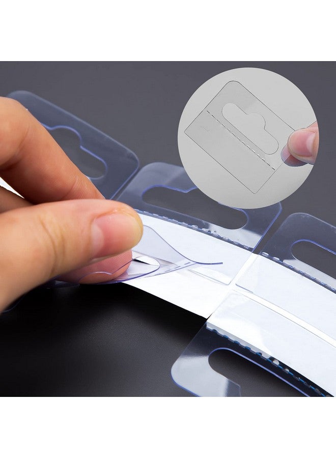 AIEX 200 Pieces Clear Sticky Hanging Tabs Slot Hole Self Adhesive Hang Tabs Tag Hook For Sale Items Store Retail Display (1.8X1.6Inch) - Image 3