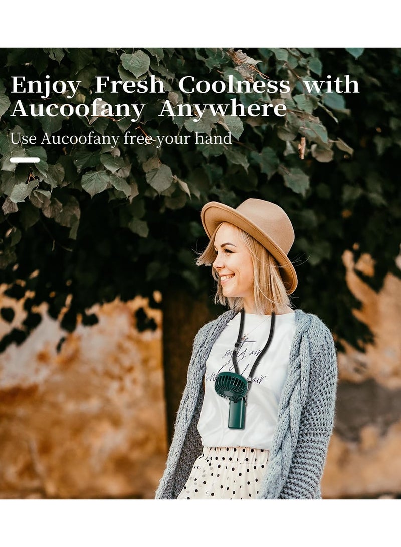 خاجول مروحة كهربائية محمولة باليد للمكتب متعددة الوظائف قابلة للطي برأسين صغيرة مزودة بحبل عنق - Image 2