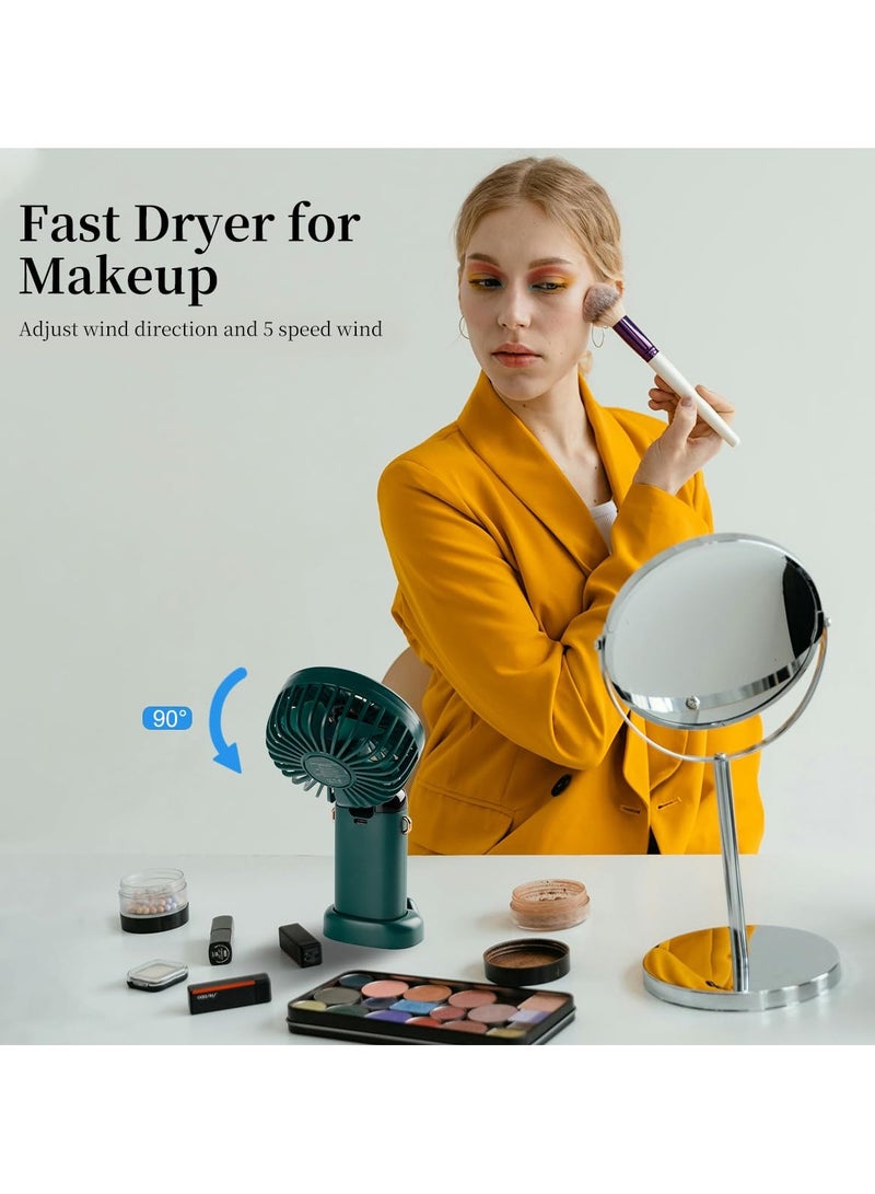 خاجول مروحة كهربائية محمولة باليد للمكتب متعددة الوظائف قابلة للطي برأسين صغيرة مزودة بحبل عنق - Image 3