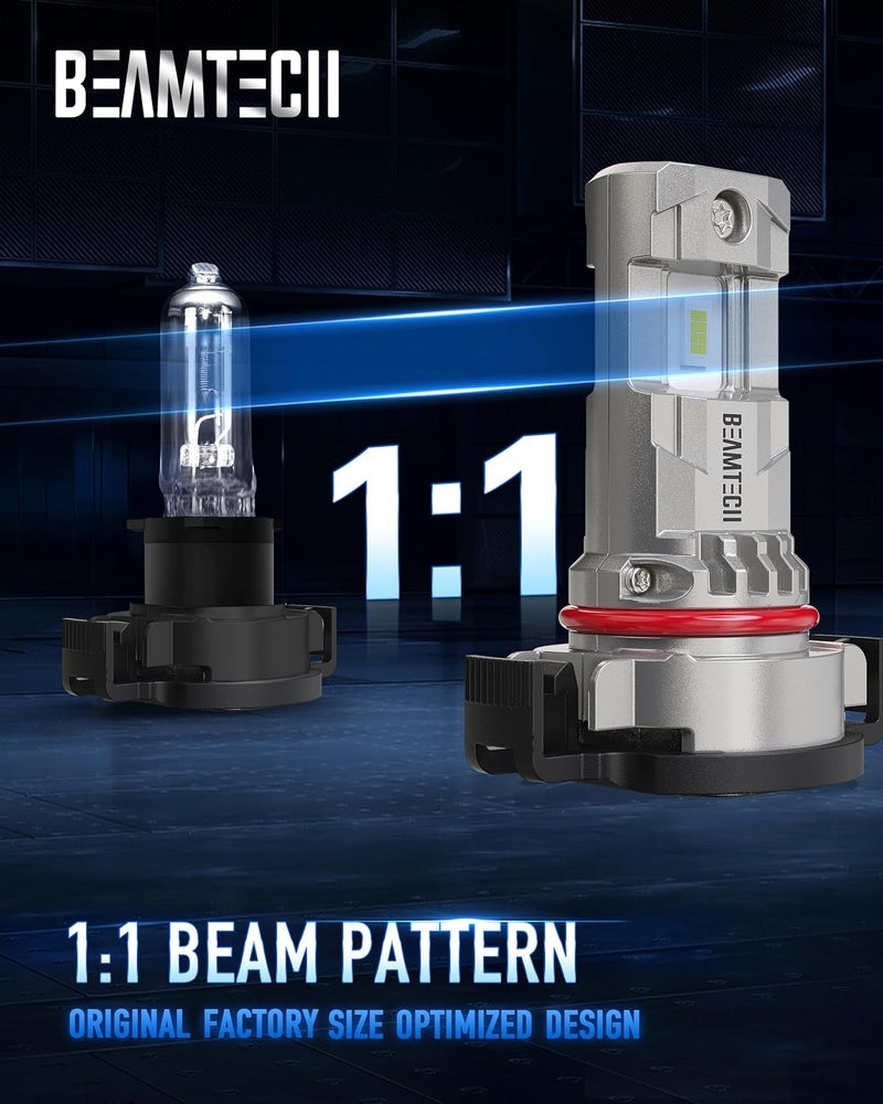BEAMTECH 5202 Fog Light Bulb,6500K White 1:1 Size Super Bright Non-Polarity of 2 - Image 3