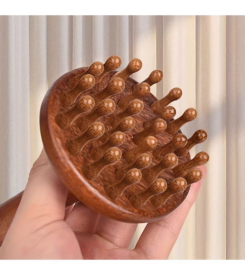 1 Set Solid Wood Massage Brush And Head Massager For Shoulder Neck Waist Abdomen Limbs Massage Post Exercise Myofascial Release Full Body Relaxation Tool - Image 5
