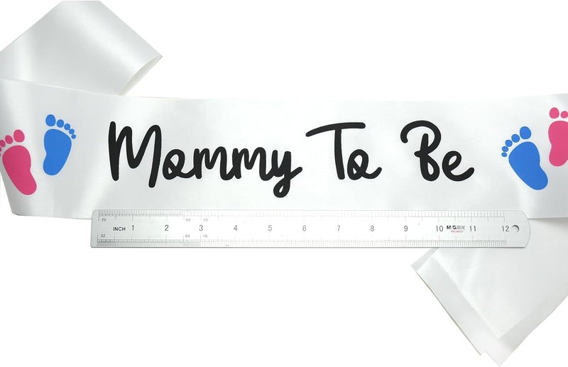 Zyozique® Mommy To Be Sash White and Black Satin Sash, Baby Shower Decorations, Perfect for a Baby Shower Party - Baby Shower Decorations Kit - Image 5