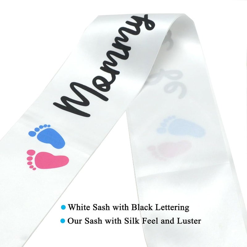 Zyozique® Mommy To Be Sash White and Black Satin Sash, Baby Shower Decorations, Perfect for a Baby Shower Party - Baby Shower Decorations Kit - Image 4