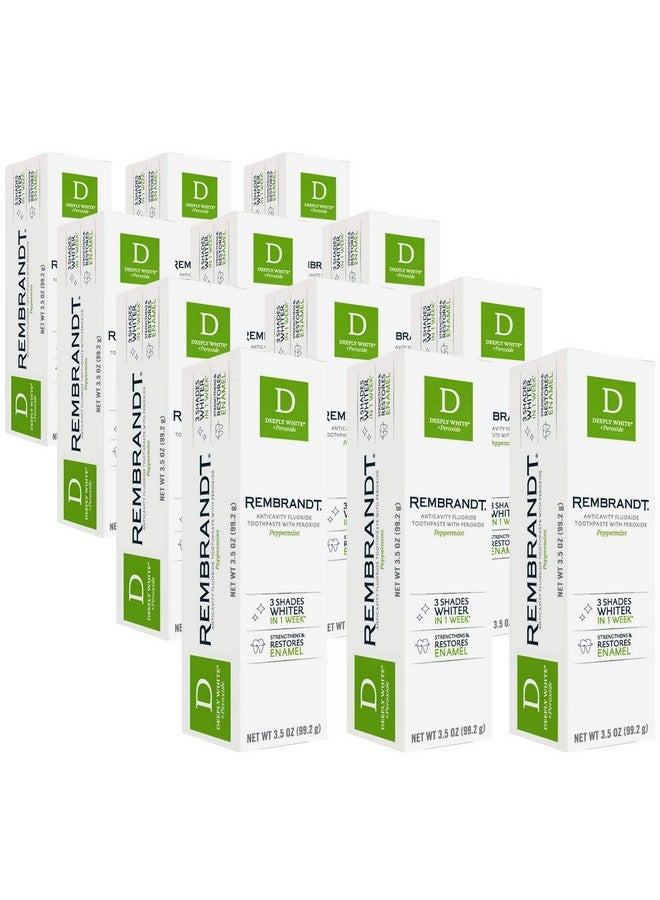 REMBRANDT Deeply White + Peroxide Whitening Toothpaste With Fluoride Removes Tough Stains Rehardens And Strengthens Enamel Peppermint Flavor 3.5 Ounce Pack Of 12 - Image 1