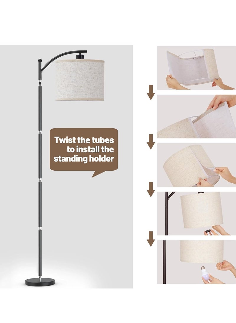 Joshberg Floor Lamp with 3 Color Temperatures Modern Standing lamp with Foot Switch for Living Room Bedroom Black 72.5x11 inch  - Image 4