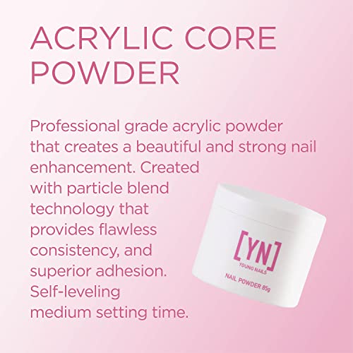 Young Nails Acrylic Core Powder - Self-Leveling Acrylic Nail Powder, Clear Nude Pink White Acrylic Powder for Nail Extenstion, Professional Grade, Superior Adhesion, Color - Pink, 85g - Image 2