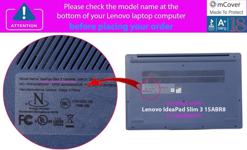 mCover Case Compatible for 2022-2024 15" Lenovo IdeaPad Slim 3 | 3i 15ABR8 / 15AMN8 / 15IAH8 / 15IAN8 / 15IRH8 / 15IRU8 Windows Computers (Not for Other Lenovo Models), Clear - Image 4
