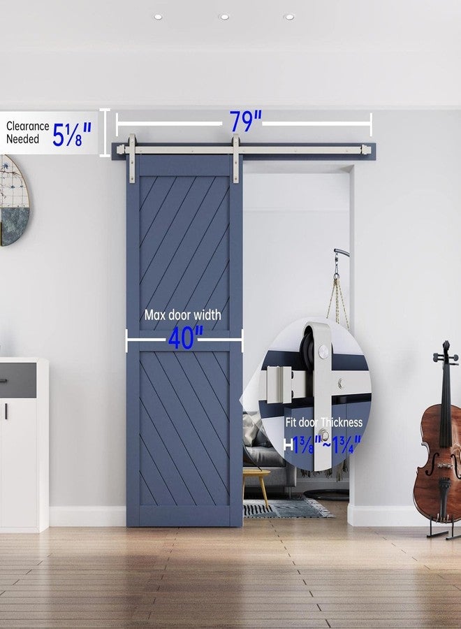 EaseLife 6.7 FT Brushed Nickel Sliding Barn Door Hardware Track Kit,Basic J Pulley,Heavy Duty,Slide Smoothly Quietly,Easy Install (6.7FT Track Kit for 36"~40" Wide Single Door) - Image 2