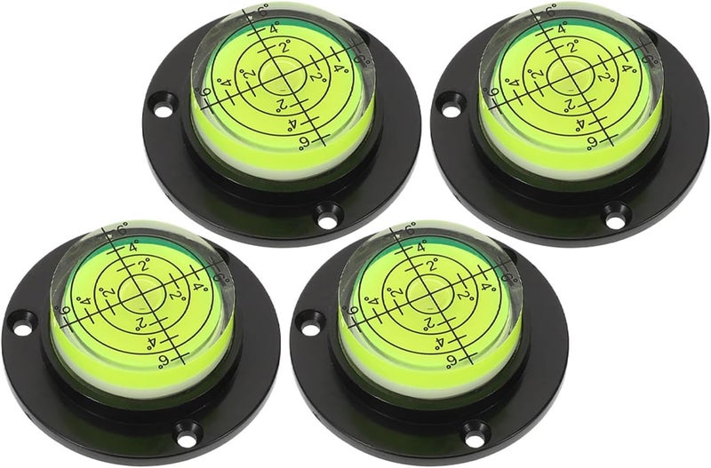 Uonlytech 4pcs Mini Bubble Level Circular Spirit Level with Black Base for Precision Horizontal Measurement for Rv Construction and DIY Projects - Image 1