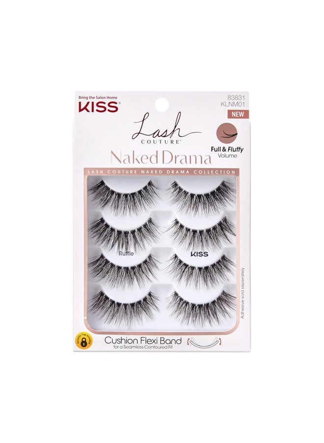 KISS Lash Couture Naked Drama False Eyelashes, 'Cruise', 16 mm, Includes 4 Pairs Of Lashes, Contact Lens Friendly, Easy to Apply, Reusable Strip Lashes - Image 1