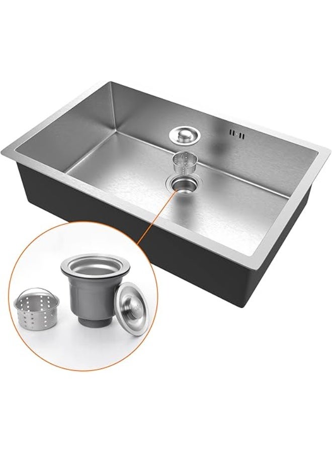 مبنى المستقبل **حوض مطبخ | 70×44×19 سم ستانلس ستيل | حوض تحت الرخامة | حوض مفرد مدمج | مزود بفلتر تصريف مدمج | مقاوم للصدأ | تصميم عصري للمطابخ في الإمارات** - Image 3