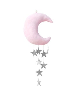 NIBEMINENT Hanging Moon Stars Stuffed Wall Backdrop Pink/Silver 