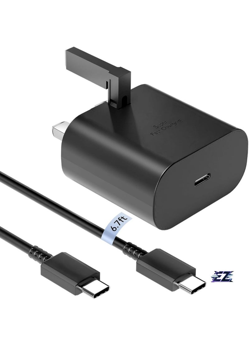 ELTRAZONE Samsung Super Fast Charger – USB-C Plug & 6 Feet Cable, Wall Charger for Samsung Galaxy S24 Ultra/S24/S24+/S23/S22/S21 & More  - Image 1