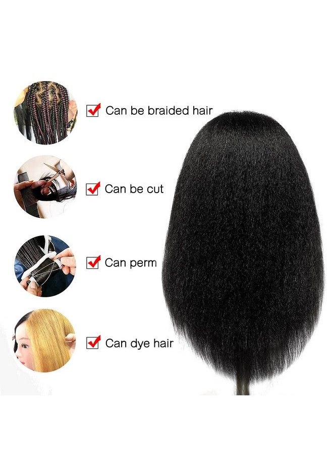 ISHOTAIME Ishot Mannequin Head With Hair And Stand TripodWig Stand Tripod With Mannequin HeadHairdresser Training HeadDoll Head Beauty School Hair Practice Head Manikin Cosmetology  - Image 3