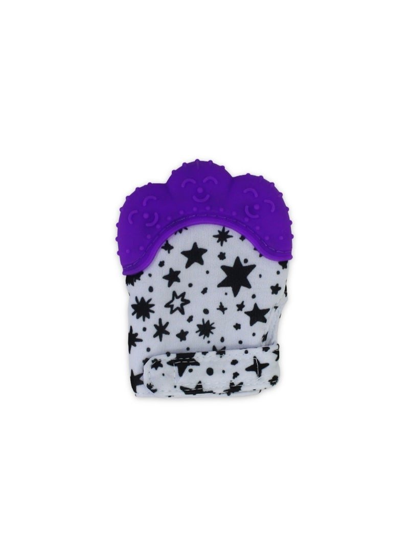 Smart Baby Gloves Teether – Purple with Stars Print - Image 1