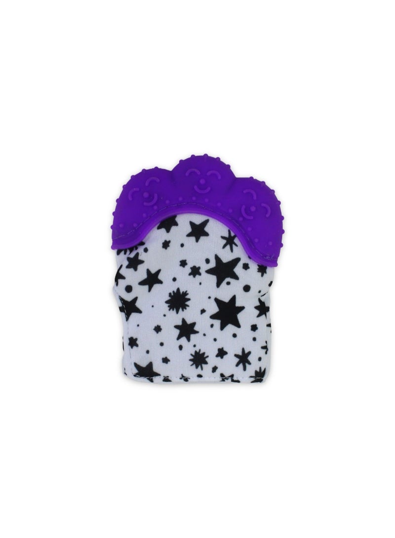 Smart Baby Gloves Teether – Purple with Stars Print - Image 3