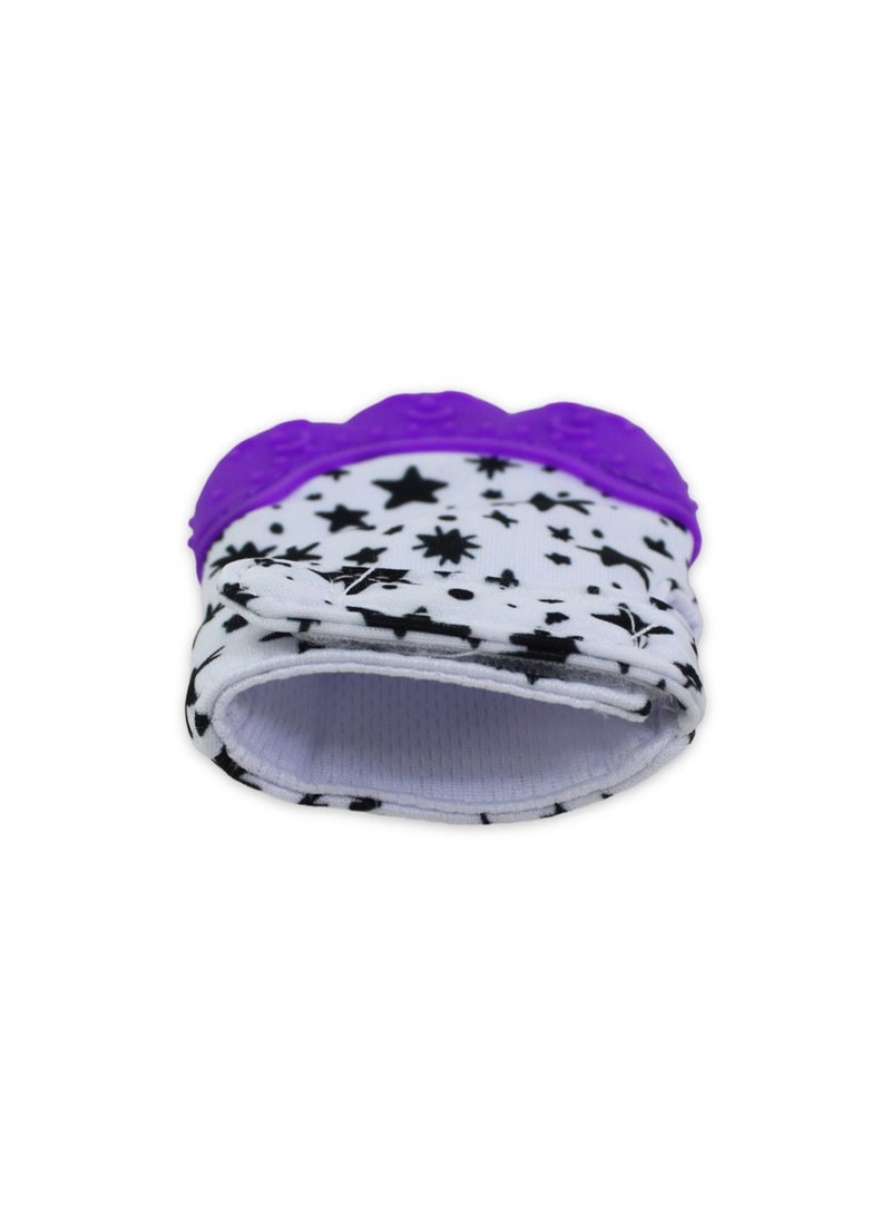 Smart Baby Gloves Teether – Purple with Stars Print - Image 2