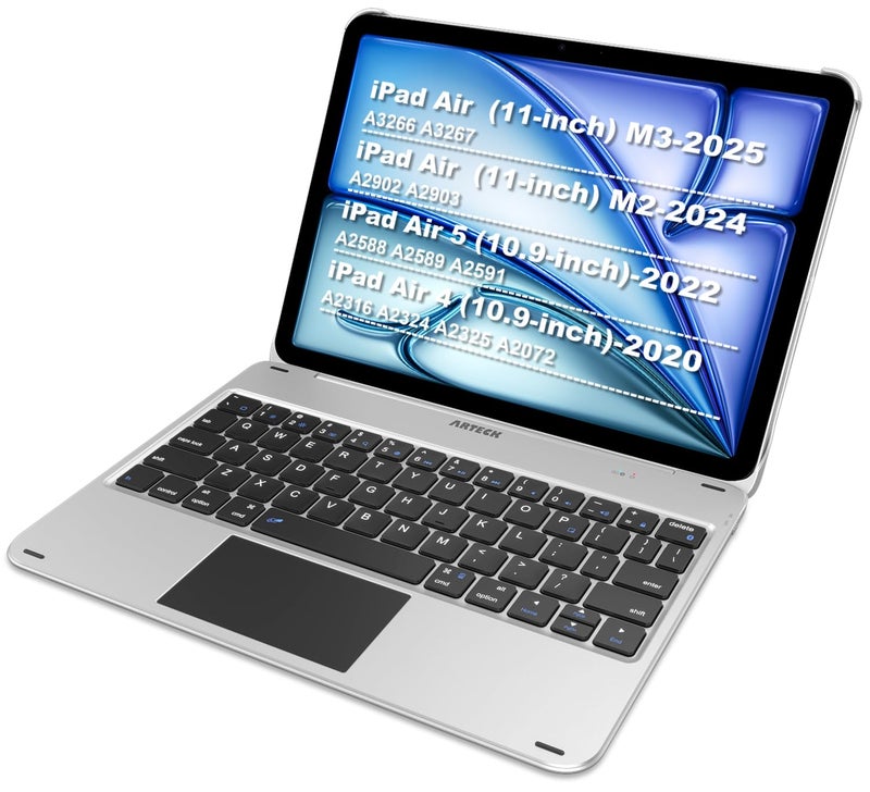 Arteck iPad Air 11-inch/Air 5th 4th Generation Keyboard Case with Trackpad, Bluetooth Keyboard with Folio Full Protection Case and Touchpad for Apple iPad Air 11” M3/M2 (2025/2024), Air 5/Air 4 - Image 1