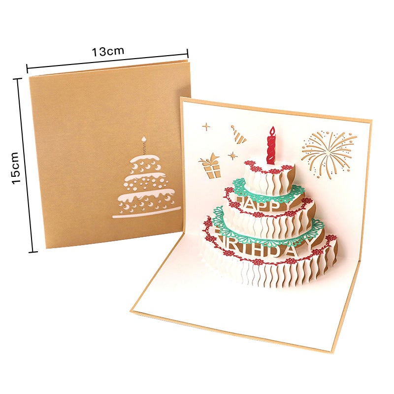 Birthday Greeting Card 3D Creative Card Handmade Hollow Paper Cake Birthday Blessing Gift Factory - Image 1