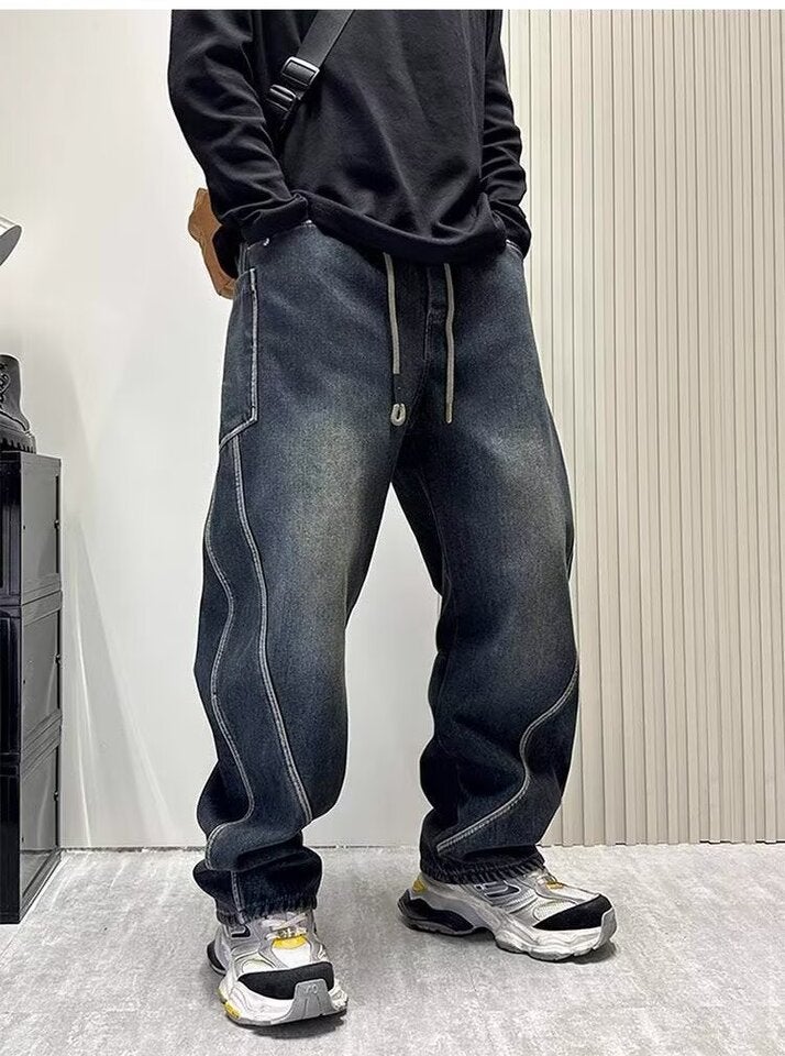 Unisex Classic Denim Jeans Loose Fit Daily Outdoor Wear - Image 1