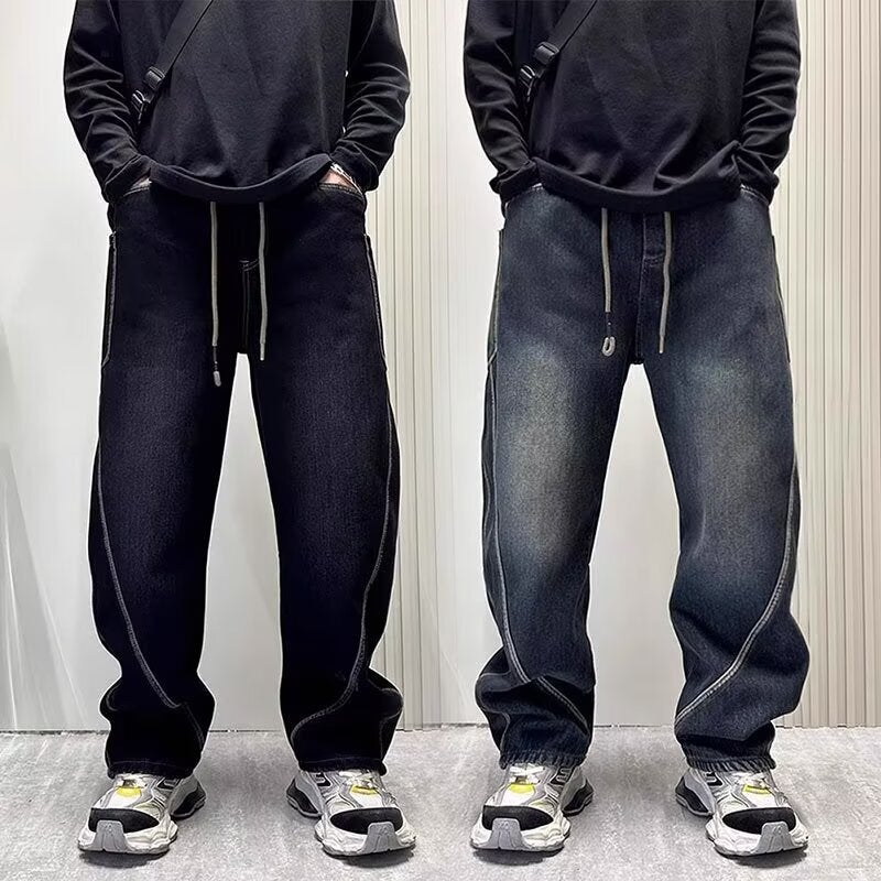 Unisex Classic Denim Jeans Loose Fit Daily Outdoor Wear - Image 3