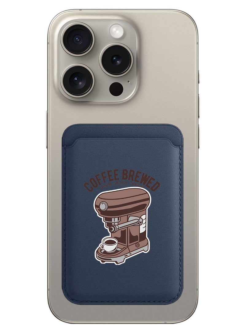 Theodor Magnetic Wallet, Compatible with MagSafe Wallet, for iPhone Wallet, for iPhone 16/15/14/13/12 Series, Not for iPhone 13/12 mini, 3 Card Holder, Vegan Leather, Navy - Coffee Brewed - Image 1