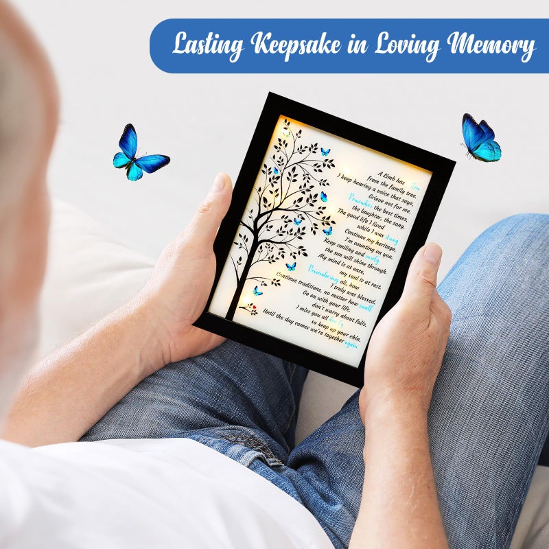 Fabuday Memorial Gifts LED Shadow Box - Sympathy Gift for Loss of Mother Mom Father Dad, Bereavement Gifts Ideas in Memory of Loved One Gifts, Condolences Rememberance Grief Funeral Gifts, Butterfly Tree - Image 3