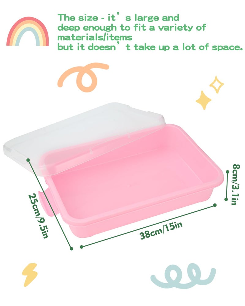 AtMini Sensory Bin Sand Tray with Lid for Toddlers 2 Pcs 15in Portable Sandbox Toy Large Plastic Tray for Kids 3 4 5 6 Fill with Sand, Water, Beads, and More (2 Pink) - Image 3
