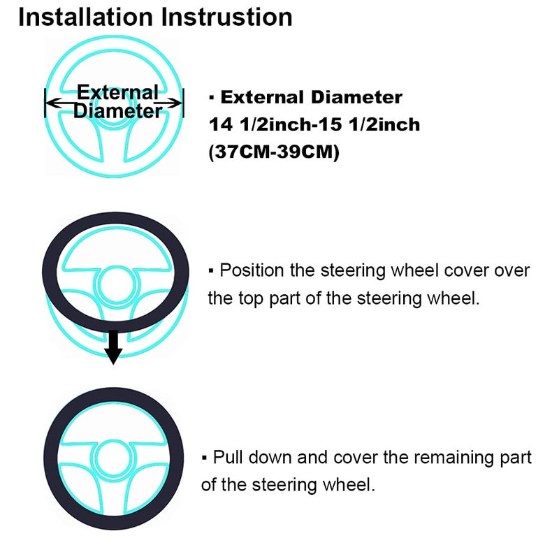 OGLAND Genuine Fur Fur Wool Sheepskin Fuzzy Blue Car Steering Wheel Cover  Fluffy Soft Protector For Universal Steering Wheel 14 1/2-15 1/2Inch  Anti-Slip  Soft (Blue) - Image 5