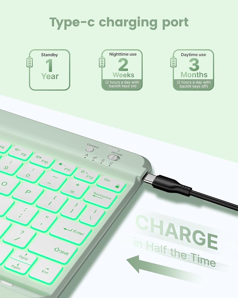 typecase حافظة لوحة مفاتيح من نوع لجهاز iPad الجيل العاشر بحجم 10.9 بوصة (2022) وiPad الجيل الحادي عشر (A16، 2025)، تحتوي على لوحة مفاتيح لاسلكية قابلة للفصل، مزودة بإضاءة خلفية بسبعة ألوان، نحيفة وخفيفة، وتحتوي على مسند قلم – اللون الوردي - Image 5