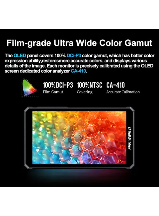 فيل وورلد شاشة Feelworld PS6 OLED عمودية مقاس 5.5 بوصة للكاميرا – شاشة مراقبة احترافية تعمل باللمس مع عرض عمودي ودعم HDMI 4K وأدوات مراقبة فيديو متقدمة - Image 4