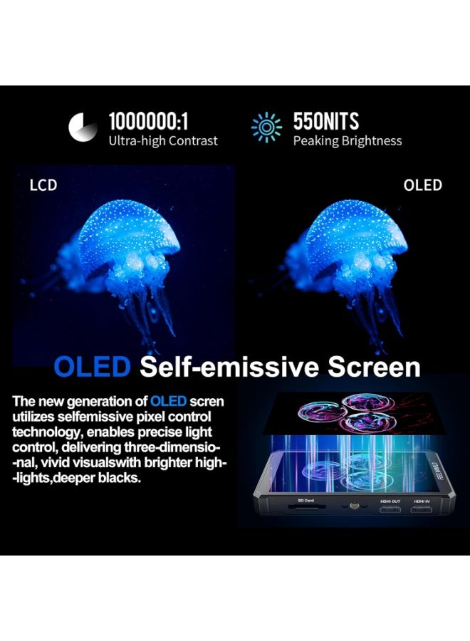 فيل وورلد شاشة Feelworld PS6 OLED عمودية مقاس 5.5 بوصة للكاميرا – شاشة مراقبة احترافية تعمل باللمس مع عرض عمودي ودعم HDMI 4K وأدوات مراقبة فيديو متقدمة - Image 3
