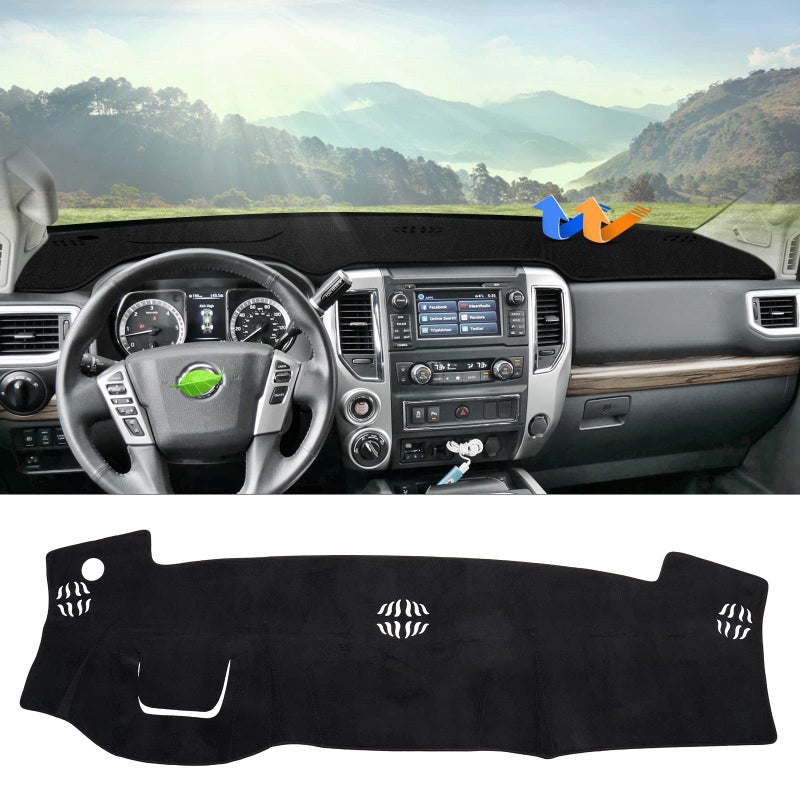 Autorder Dashboard Cover Mat for 20162024 Nissan Titan Accessories Dash Cover Flannel Dash Mat Sunshade Glare UV Rays Protector