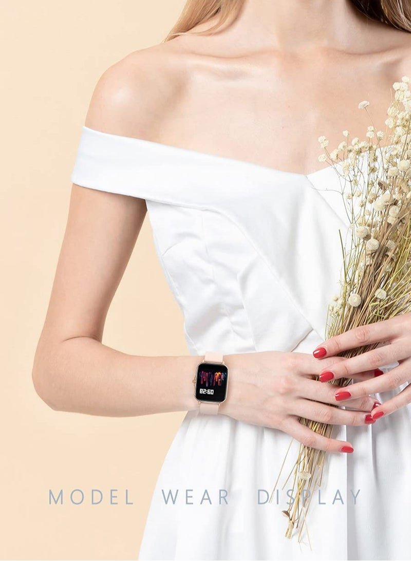 7 in 1 A58Plus Elegant Smart Watches Set for Ladies Dual Strap Wearable Tech and Golden Mechanical Watch with Silicon Band Golden Bracelet Pendant Stud Earrings Ring for Women - Image 3