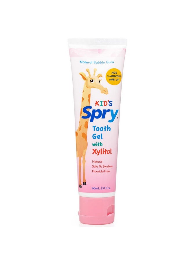 Spry Xylitol Baby Toothpaste Natural Toddler Toothpaste Fluoride Free Toothpaste For Kids Xylitol Toothpaste For Kids Age 3 Months And Up Tooth Gel Bubble Gum 2 Fl Oz (Pack Of 1)  - Image 1