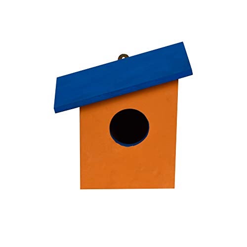 Cket Bird House for Sparrow, Hummingbird, Kingfisher Bird Nest for Balcony Made with Water Resistant Wooden with Hanging and Wall Patch (Wooden) (Blue) - Image 1