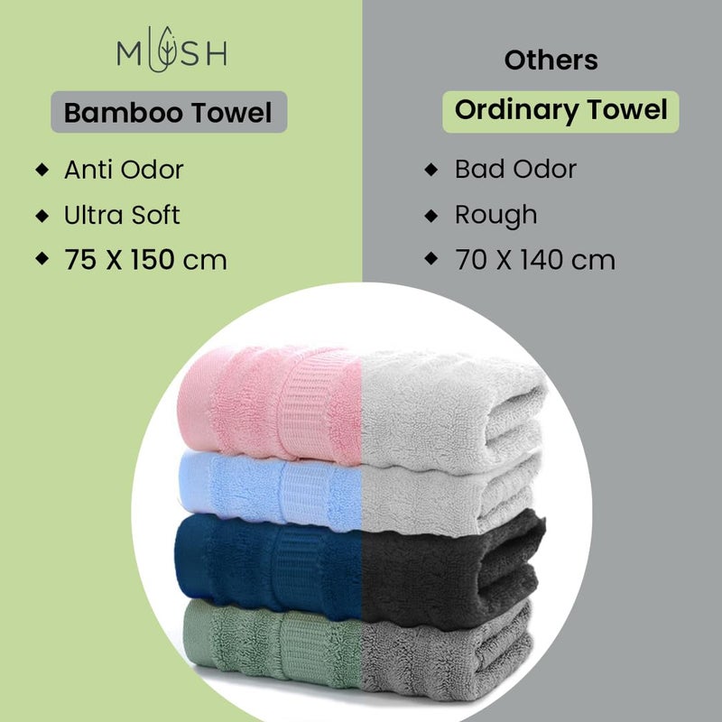 Mush Bamboo Towels for Bath Large Size | 600 GSM Bath Towel for Men & Women | Soft, Highly Absorbent, Quick Dry,and Anti Microbial | 75 X 150 cms (Pack of 1, Pink) - Image 4