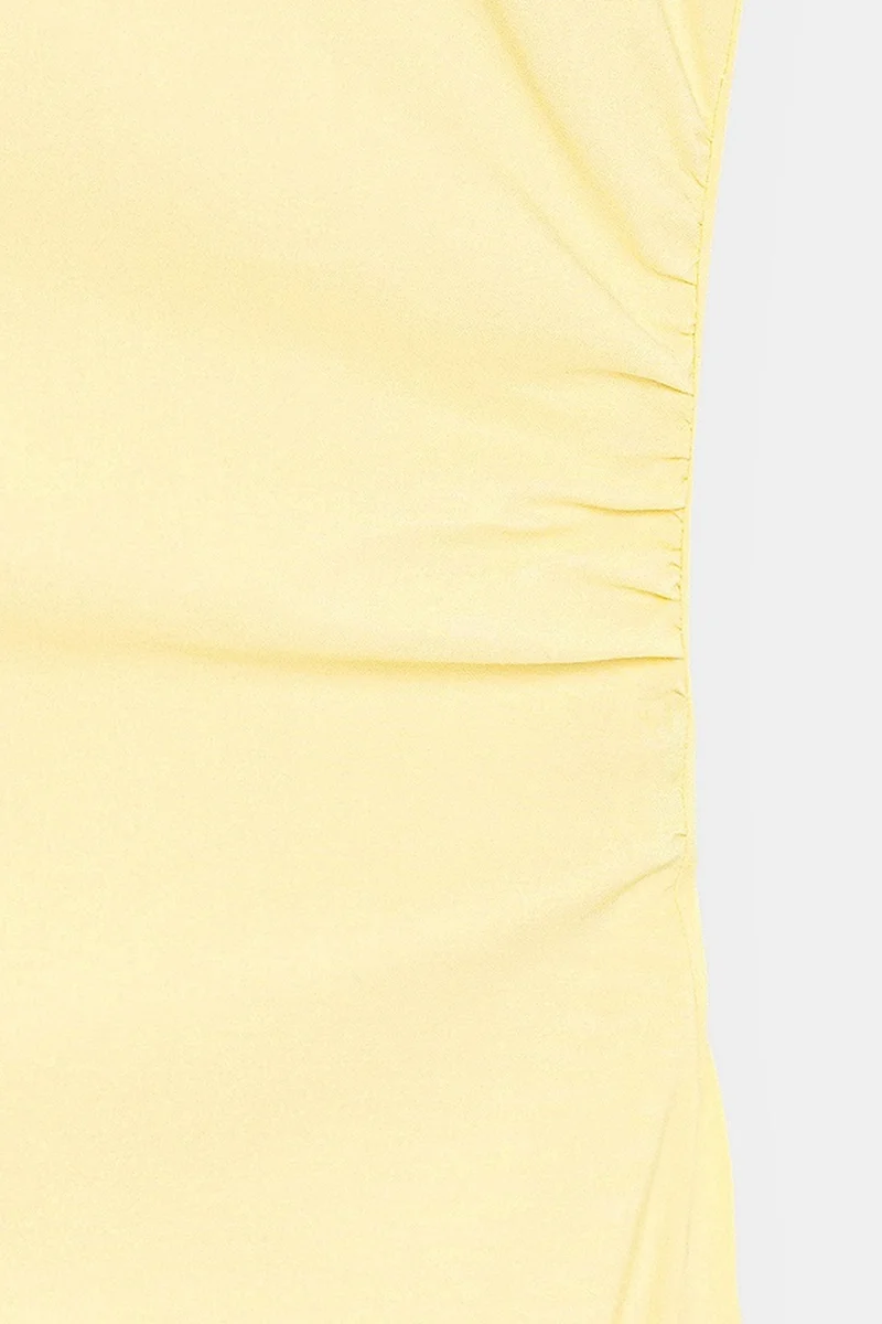 Dilvin Lemon Yellow DILVIN Fitted Sleeveless Midi Dress With Slit for Women | Best Price UAE