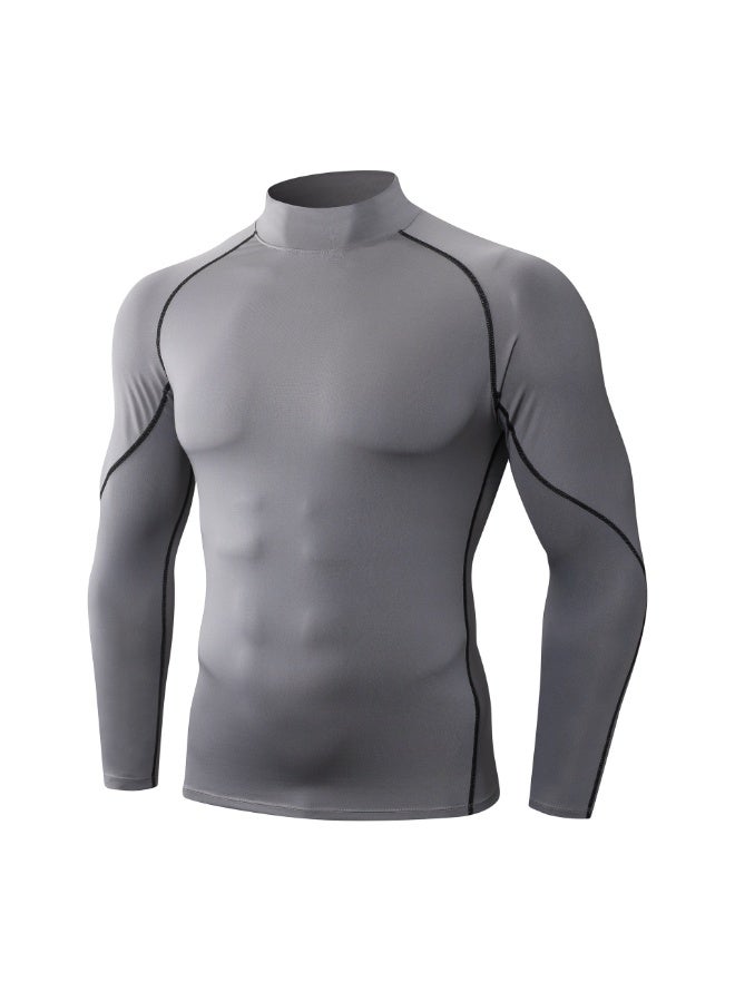 الرجال الجري الرياضة تي شيرت الربيع والصيف التنفس ضيق الملابس الرياضية الأكمام الطويلة اللياقة البدنية مرنة أعلى - Image 1