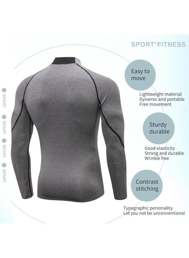 الرجال الجري الرياضة تي شيرت الربيع والصيف التنفس ضيق الملابس الرياضية الأكمام الطويلة اللياقة البدنية مرنة أعلى - Image 2