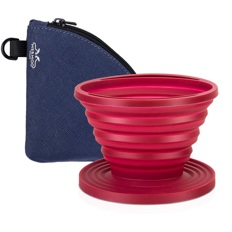 MERMOO YILAN Collapsible Pour Over Coffee Dripper Cone Reusable Silicone Coffee Filter Holder with Storage Bag for Camping BackpackingTravel