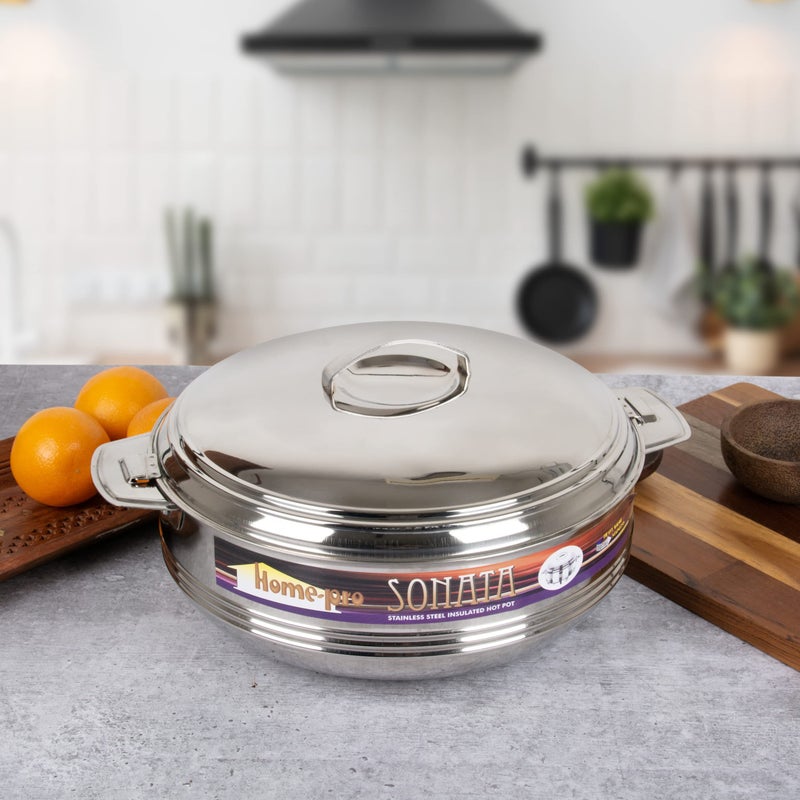 Home Pro Home-pro - Stainless Steel Sonata Casserole & Serving Bowl |Hotpot| Double Wall Insulated | hot and Cold | Keeps Food Fresh | Food Safe 3500 ML  - Image 1