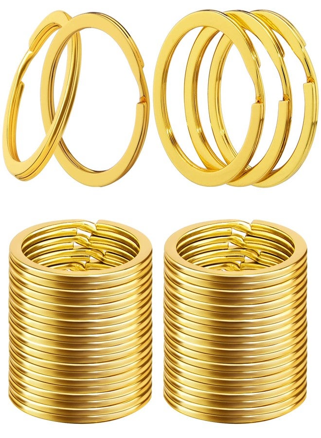 Hapeper Split Key Ring 1.2 Inch Flat Gold Color Metal Keyring for Home Car Keys, Jewelry Making, Pack of 25 - Image 1